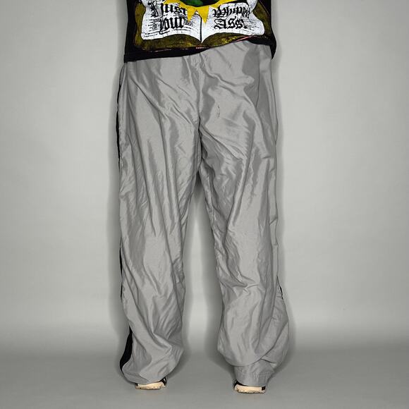 Vintage Y2K Nike Track Pants Mens 2XL Baggy Grey Black Polyester Sweatpants - Picture 3 of 4